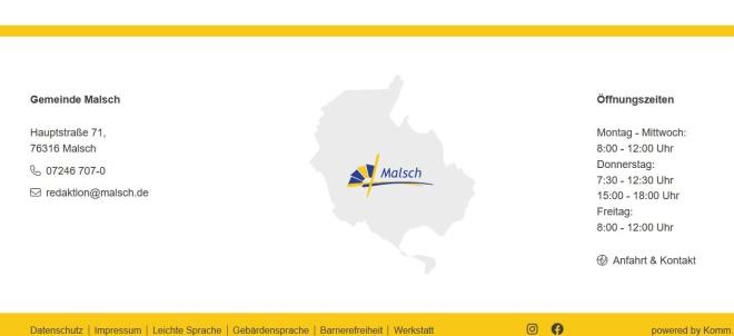 Fußzeile Homepage Gemeinde Malsch