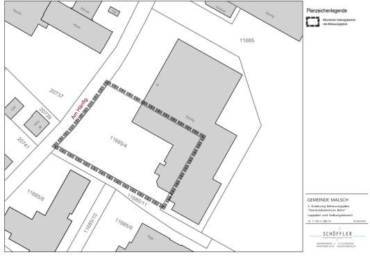Lageplan zum 3. Änderung des Bebauungsplans „Gemeindezentrum-Bühn“
