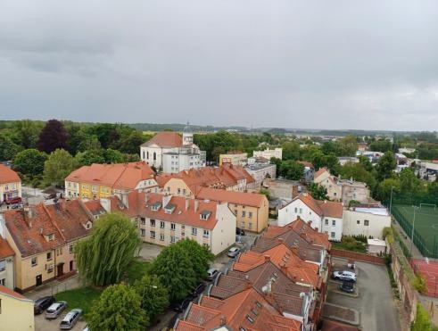 Syców vom Kirchturm der Kirche Peter und Paul fotografiert