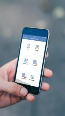 Mobiltelefon mit Abfall-App des Landkreises Karlsruhe