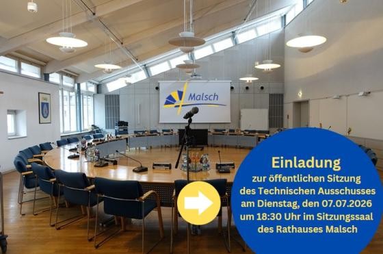 Blick in den Ratssaal des Rathauses Malsch