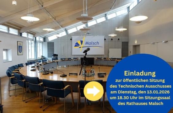 Blick in den Ratssaal des Rathauses Malsch