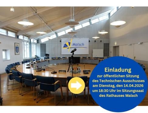 Blick in den Ratssaal des Rathauses Malsch