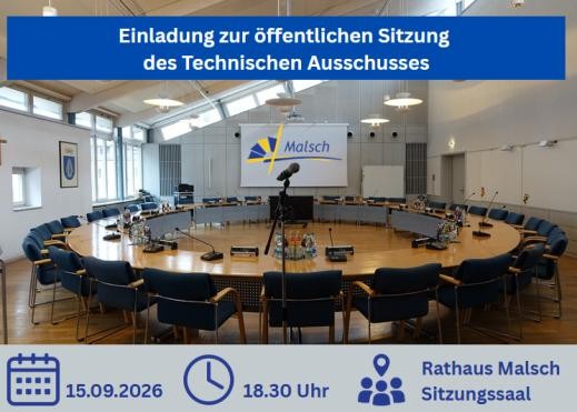 Blick in den Ratssaal des Rathauses Malsch