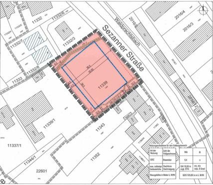 Gekennzeichneter Plan Am ehemaligen Bahnübergang -Teilbereich- ehemalige Tankstelle Sézanner Straße