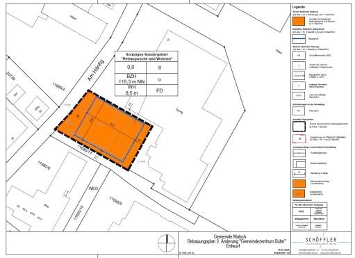 Lagekarte 3. Änderung des Bebauungsplans „Gemeindezentrum Bühn“