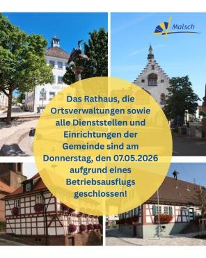 Collage der vier Rathäuser Malsch und Ortsverwaltungen