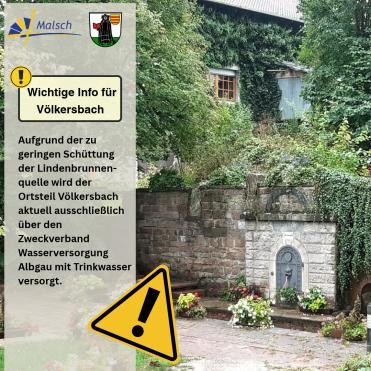 Lindenbrunnenquelle mit Hinweis für Völkersbach