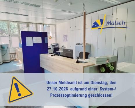 Bild Meldeamt mit Aufschrift Meldeamt geschlossen